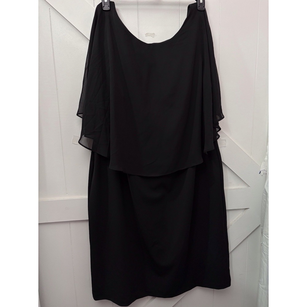 NWT Connected Apparel Black Chiffon‎ Cape Overlay Dress 22W Plus Elegant Formal